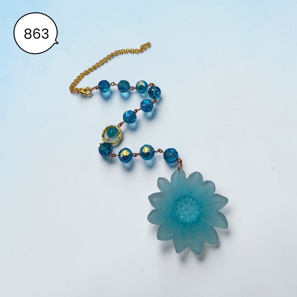 Blue Crystal Flower Car Charm